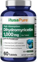 NusaPure Dihydromyricetin (DHM) 1000mg 60 Veggie Tablets (No GMO &amp 100% Vegetarian)