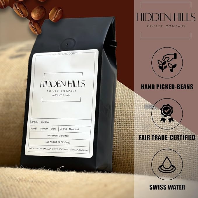 Hidden Hills Chocolate Hazelnut Coffee Freshly Roasted Personally For You Upon Ordering and Shipped Directly Strong &amp Smooth Blend Low Acid and Rich Flavor