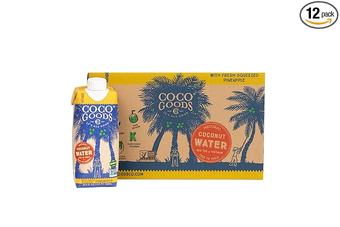 CocoGoods Co Single-Origin Natural Coconut Water with Fresh Pineapple Juice 16.9 fl. oz 12 pack
