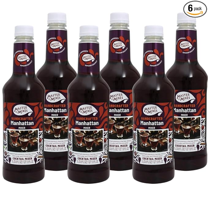Master of Mixes Manhattan Drink Mix Ready To Use 1 Liter Bottle (33.8 Fl Oz) Pack of 6