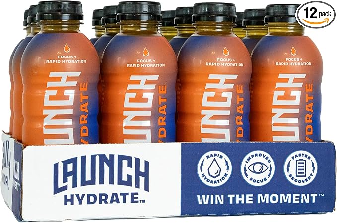 Sports Drink: Orange Flavor - 16.9 Oz (12 Pack) Energy Drink + Hydration Real Cane Sugar Electrolytes Cognizin for Focus Vitamin B12 Energy Boost L-Glutamine Hydration Formula No Artificial Swe