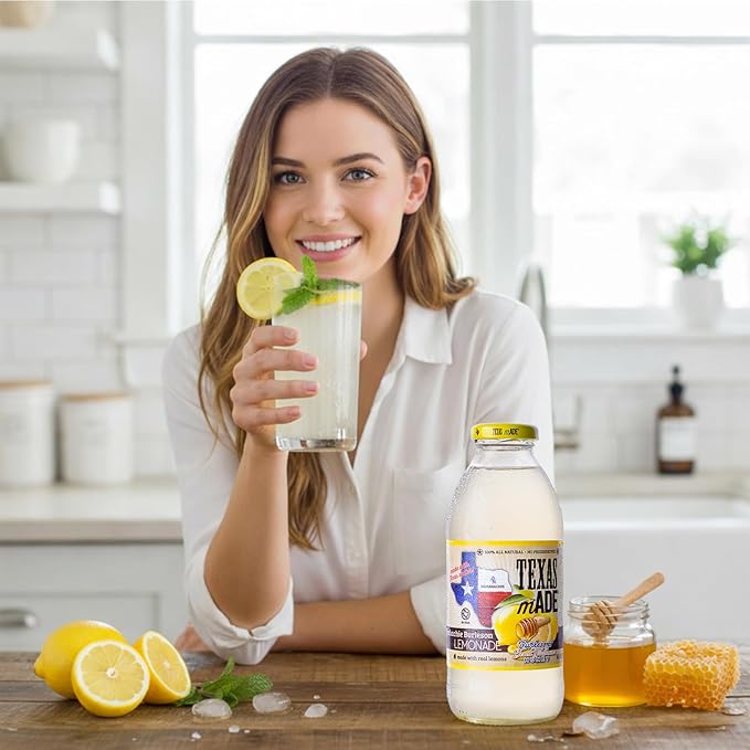 Texas mADE Waxahachie Burleson Lemonade Honey Lemonade Made with Pure Cane Sugar and Texas Wildflower Honey No Preservatives Texas Crafted Lemonade 16 fl oz Pack of 12