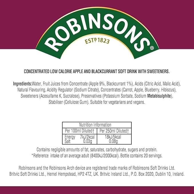 Robinsons Apple and Blackcurrant NAS 1L