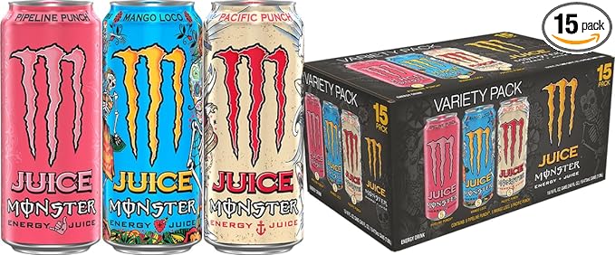 Monster Energy Juice Monster Variety Pack PPMLPP Energy Drink 16 Ounce | Energy + Juice Pack of 15