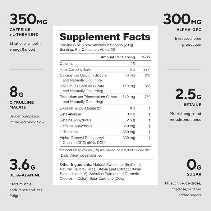 LEGION Pulse Pre Workout - All Natural Nitric Oxide Preworkout Drink to Boost Energy Creatine Free Naturally Sweetened Beta Alanine Citrulline Alpha GPC (Green Apple)