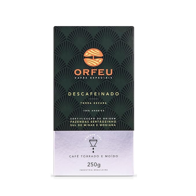 ORFEU - Special Decaf Coffee - 100% Arabica Coffee Roasted &amp Ground Medium Roast Made in Brazil Chocolate Notes Low Acidity Caramel Fruity &amp Floral Aroma - 250g (8.8oz)