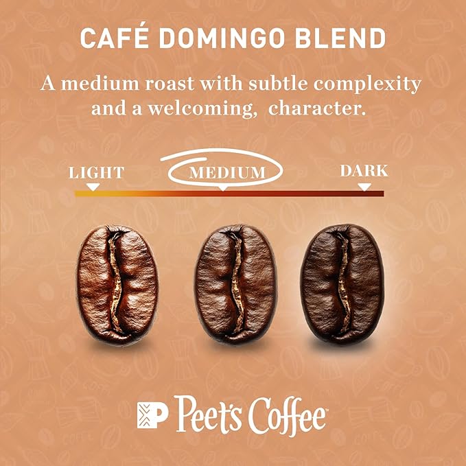 Peet’s Café Domingo Coffee Pods – 48 Count (3 Packs of 16) – Medium Roast with Smooth Balanced Flavor and Aromatic Finish – Compatible with Pelecom Coffee Machines – Peet’s Coffee Pods &amp Capsules