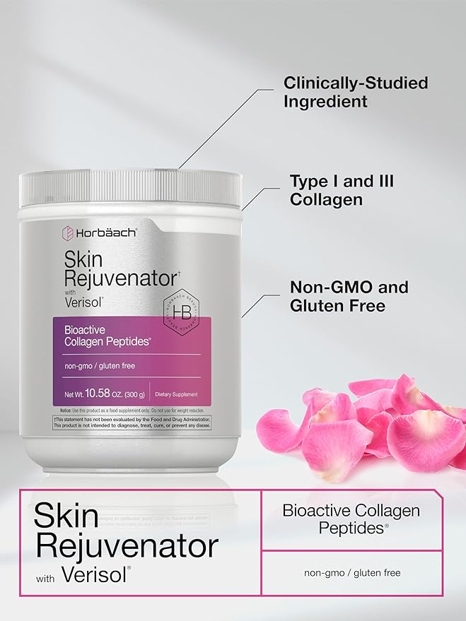 Horbäach Skin Rejuvenator with Verisol 10.58 oz | Bioactive Collagen Peptide Powder | Types I and III | Non GMO Gluten Free Supplement