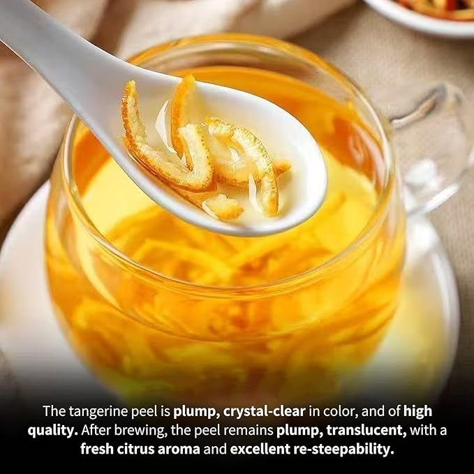 Baihuatang Natural Dried Tangerine Peel for Tea 4.58oz/130g Orange Peel Strips Mandarin Pure Citrus Peel Strips Natural Mandarine Scent Suitable for Cooking &amp Tea 橘皮 陈皮丝