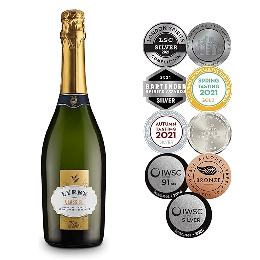 Lyre's Classico Grande Non Alcoholic Sparkling Wine Award-Winning Zero Alcohol Wine with Only 1.1g Sugar per Fl Oz and 45 Calories per serve (25.4 Fl Oz)