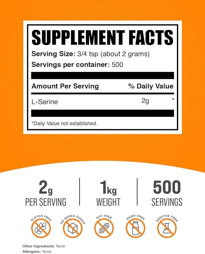 BulkSupplements.com L-Serine Powder - Serine Supplement Amino Acid Powder - Unflavored &amp Gluten Free 2g per Serving 1kg (2.2 lbs) (Pack of 1)
