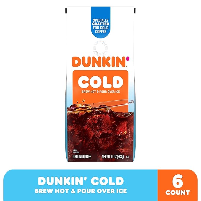 Dunkin' Cold Ground Coffee 10 Ounce (Pack of 6)