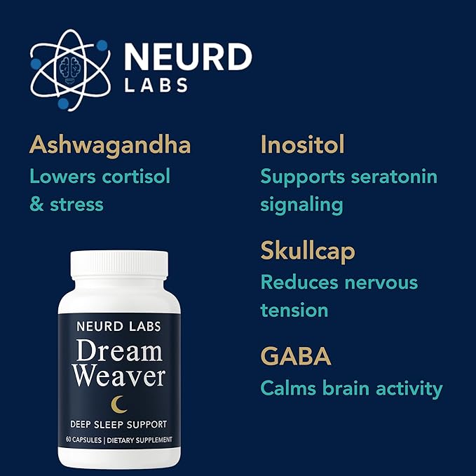 Dream Weaver Sleep Support Supplement with L-Tryptophan Chamomile GABA Ashwagandha Valerian Root Goji L-Theanine FBA