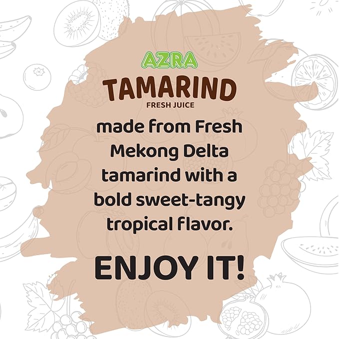 AZRA 100% Tamarind Juice – 500ml Cans Fresh Fruit Juice Variety Pack – Sugar Free Drinks made with Sweet Tamarind from Vietnam – Zero Sugar Juice Healthy Drinks for Kids and Adults – 12 Pack