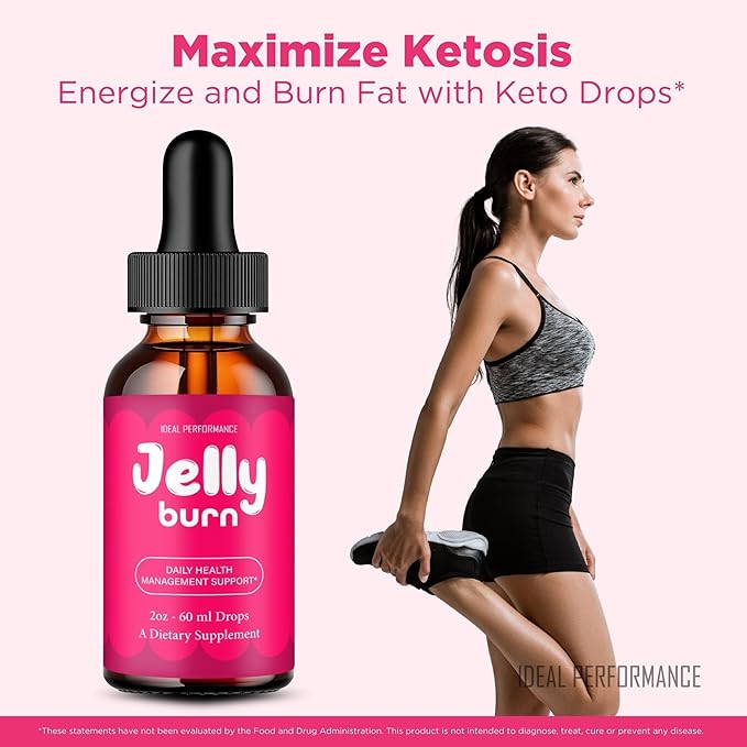 Jelly Burn Drops Official Jelly Burn Supplement Drops with All Natural Ingredients - Maximum Strength Advanced Formula Overall Health &amp Wellness Premium JellyBurn Droppers Support Reviews (3 Pa