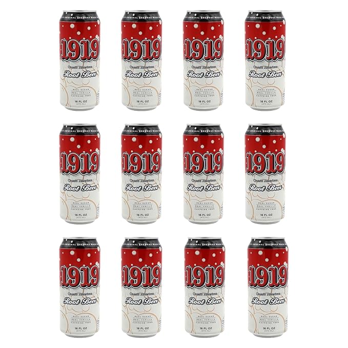 1919 Classic American Root Beer (12 Pack) 16oz Cans - Classic American Pop - Real Sugar Real Vanilla Caffeine Free - America’s Original Brewery Made Root Beer