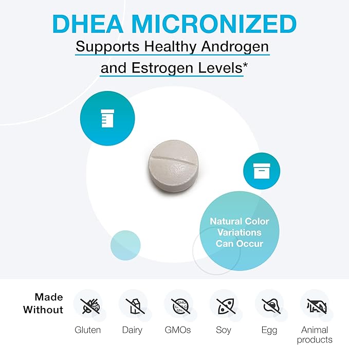 XYMOGEN DHEA 25 mg - Micronized DHEA Supplement for Women &amp Men - Support Healthy Androgen and Estrogen Levels &amp Adrenal Support (60 Tablets)