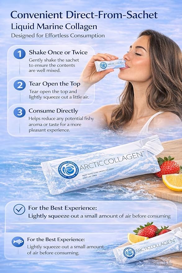 Liquid Marine Collagen Peptides for Women Men – 8000mg Hydrolyzed Collagen Liquid Supplement with Biotin &amp Vitamins for Hair Growth Skin Nails &amp Joints Lemon Flavor Sugar-Free 14 Sachets