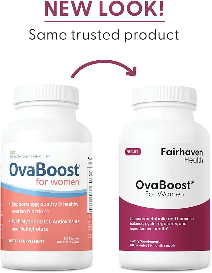 Fairhaven Health Ovaboost Fertility Supplements for Women | Conception for Her Support Ovulation &amp Egg Quality with Myo-Inositol &amp Folate | Prenatal Vitamin Natural Fertility Support | 120 Cap