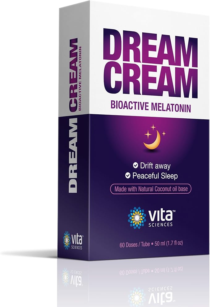 Vita Sciences Dream Cream Melatonin 3mg - The Best Natural Sleep Topical Sleep Cream and Fragrance-Free Lotion - Pack of 3