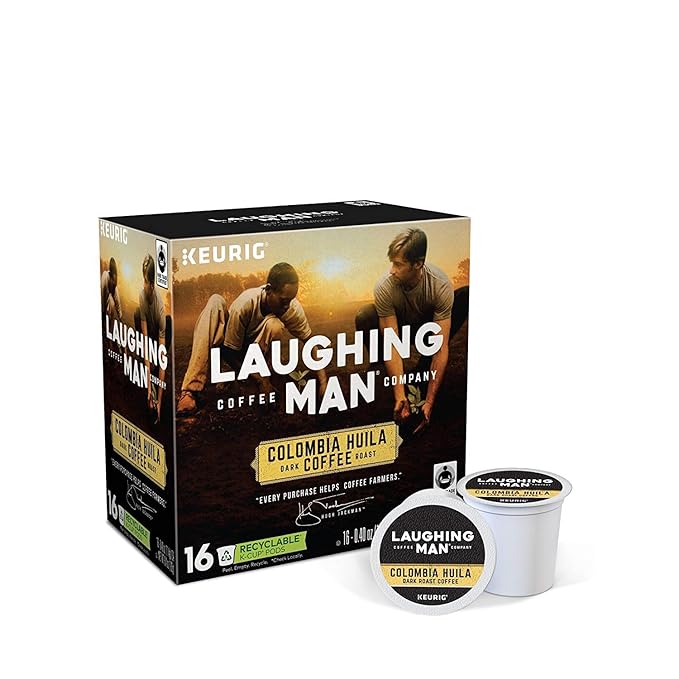 Laughing Man Colombia Huila Coffee Single-Serve K-Cups for Keurig Brewers 16 Count