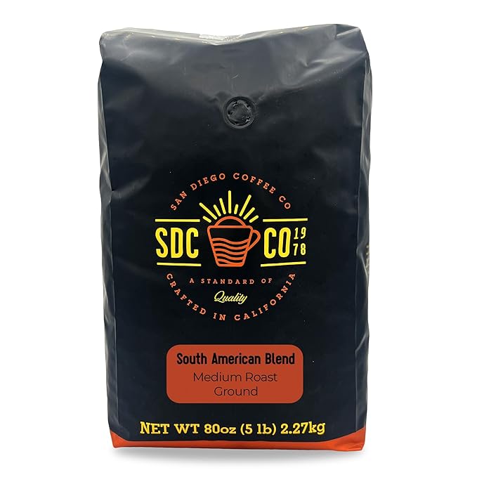 San Diego Coffee South American Blend Medium Roast Ground Coffee 5-Pound Bag Café molido tostado