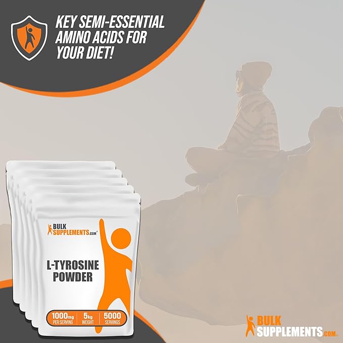 BulkSupplements.com L-Tyrosine Powder - Sports Nutrition Amino Acid Supplement - Unflavored &amp Gluten Free 500mg per Serving 5kg (11 lbs) (Pack of 5)