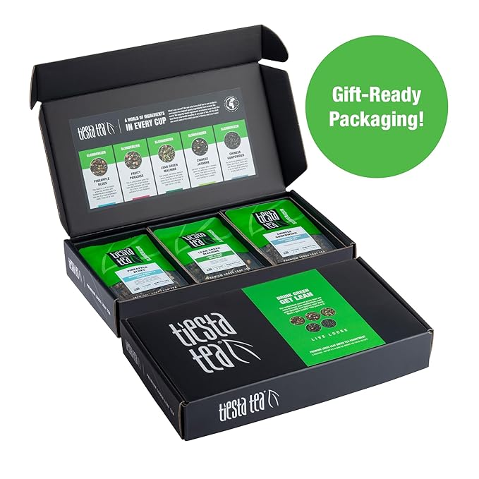 Tiesta Tea - Green Loose Leaf Tea Gift Set Medium Caffeinated Assorted Blends 5 Pouches of Hot &amp Iced Brews Variety Pack Chinese Gunpowder Chinese Jasmine &amp Fruity Green