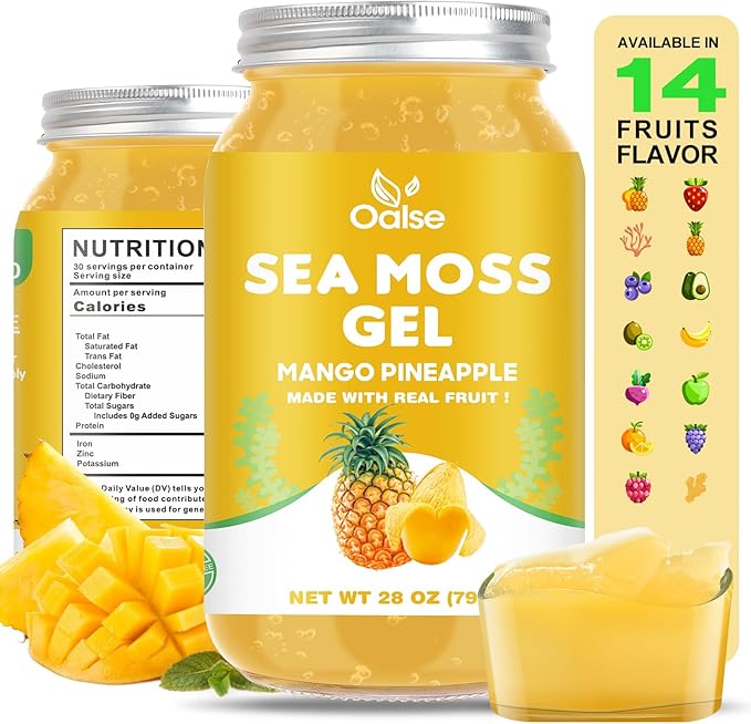 (28OZ Irish Sea Moss Gel Mango Pineapple Flavor - Natural Seamoss Gel with 92 Minerals and Vitamins - Non-GMO Gluten-Free Vegan - Immune Support
