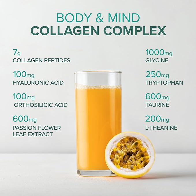 Essential Nutrition Collagen Resilience - Hydrolyzed Collagen Peptides Powder with Hyaluronic Acid Silicon Amino-Acids &amp Passion Flower Extract - Passion Fruit - 14.3 oz (30 Servings)