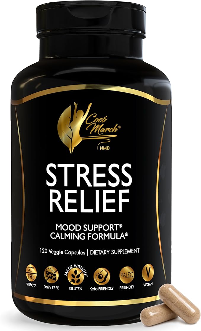 Cocó March N.M.D Stress Relief Support Supplement – Magnesium &amp B Vitamins Blend with Ashwagandha Supports Stress Response Sleep Cycle Cognitive &amp Nerve Health – Gluten Free Vegan – 120 Ca