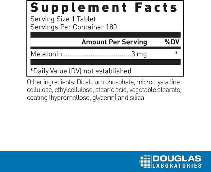 Douglas Laboratories Melatonin Prolonged Release - 3 mg Melatonin - Sleep Support Supplement - for Hormone Balance Relaxation Antioxidants &amp Immune System* - 180 Tablets