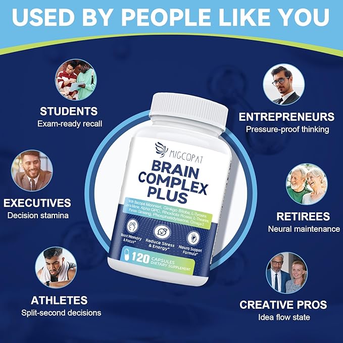 2-Pack Brain Supplements for Memory and Focus | Nootropic with Bacopa Monnieri Lion's Mane Alpha GPC Ginkgo Biloba | Mental Clarity &amp Cognitive Support | Vitamin B6 &amp B12 Neuro Health