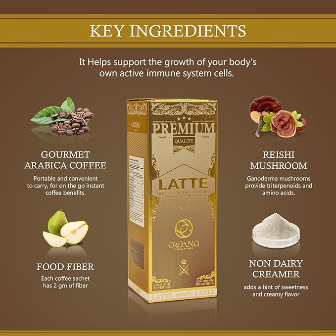 ORGANO Combo Pack 1 box Cafe Latte and 1 Box Cafe Mocha 100% Certified Organic Gourmet Coffee