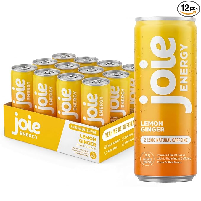 Joie Energy Drink (Lemon Ginger 12 Fl Oz (Pack of 12))
