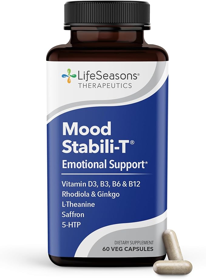 LifeSeasons Rest-ZZZ Extra Strength + Mood Stabili-T Bundle – Natural Sleep &amp Mood Support – Fall Asleep &amp Stay Asleep Promote Calmness Balanced Mood &amp Happiness – Melatonin 60 Capsules