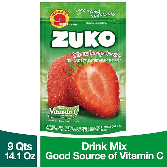 Zuko Strawberry Instant Powder Drink Family Pack 14.1 oz Pack of 6
