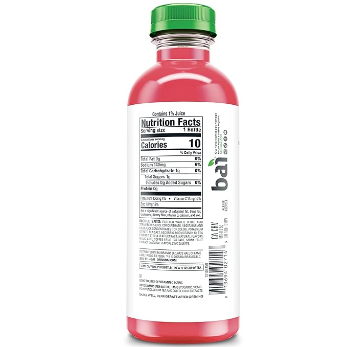 Bai Antioxidant Infused Water Beverage Simbu Strawberry 18 Fluid Ounce Bottle Pack of 12