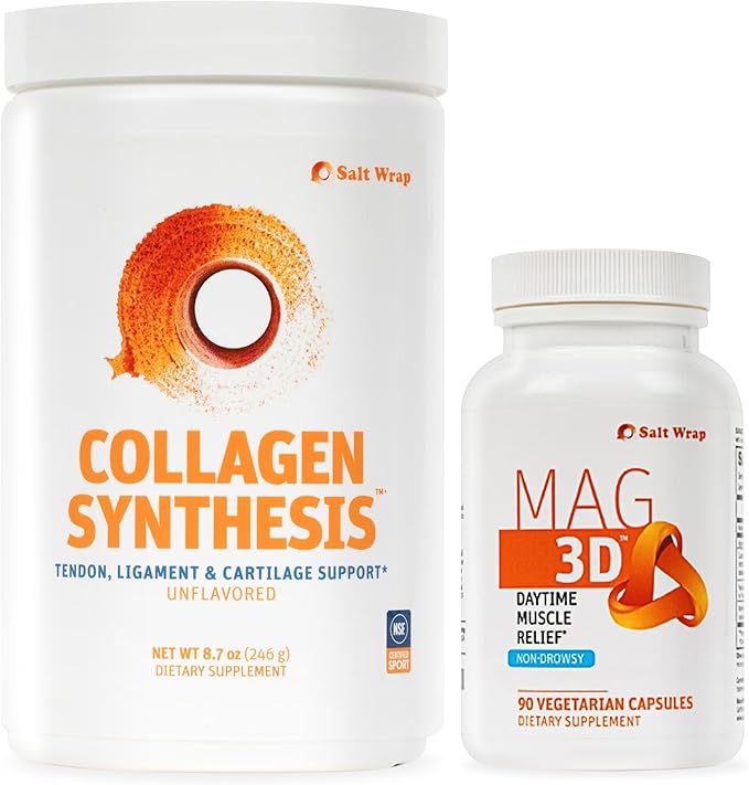 SaltWrap Joint and Muscle Recovery Bundle - Daytime (Collagen Synthesis + Mag 3D Non-Drowsy Muscle Relief)