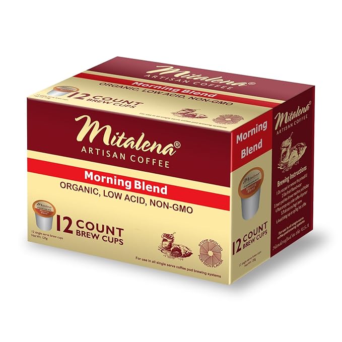 Mitalena Artisan Coffee Variety Pack - 72 Low Acid Organic Coffee Pods Compatible with Keurig K Cup Coffee Maker - Try 6 Different Flavors - Small Batch Artisan K Cups