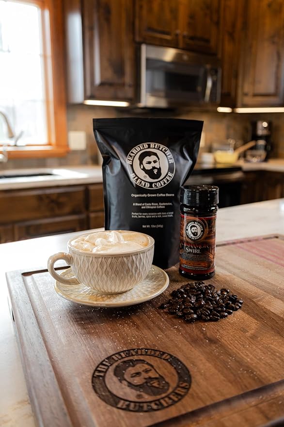 Bearded Butchers Dark Roast Ground Coffee 3-Pack (12oz Each) – Dark Roast Blend of Costa Rican Guatemalan &amp Ethiopian Beans – Smooth Rich Flavor with Hints of Dried Fruit &amp Spice