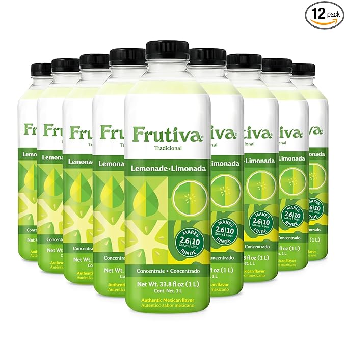 Frutiva Authentic Limonada Drink Mix | Made in Mexico with Cane Sugar | Aguas Frescas Concentrate Makes 2.6 Gallons Per Bottle | No High Fructose Corn Syrup | Perfect for Drinks Desserts &amp More |