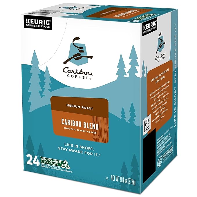 Caribou Coffee Caribou Blend Single Serve Coffee K-Cup Pod Medium Roast 48-Count For Brewers