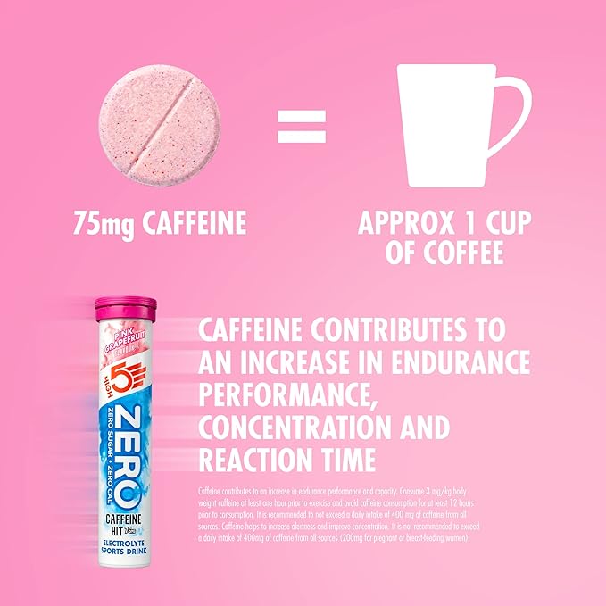 HIGH5 Zero Extreme Stimulant and Caffeine Drink Tabs - 8 x 20 Tablet Tube Pink Grapefruit