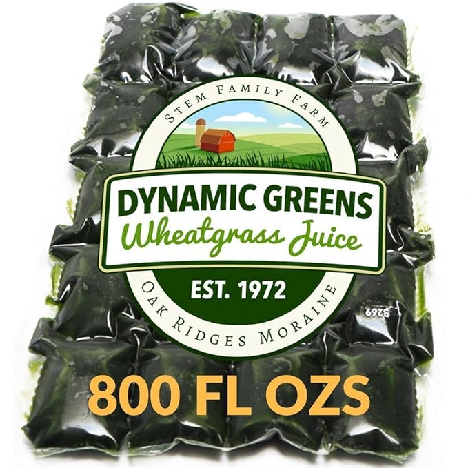 100% Wheatgrass Juice – Field-Grown Flash-Frozen Unpasteurized – 800 fl oz (1600 x 0.5 fl oz Portions) – Dynamic Greens