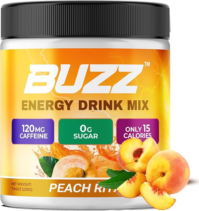 Morning Buzz Energy Drink Powder - Energy Boost Drink Mix - Sugar-Free Energy with Antioxidants - Morning Kickstart and Sports Nutrition Endurance Product - 30 Servings Peach Rita 8 Ounces