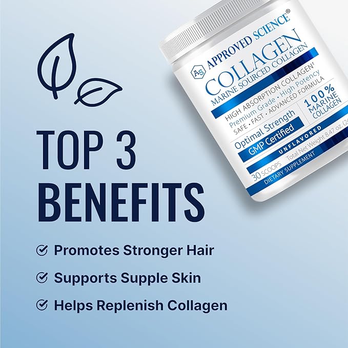 Approved Science Collagen Powder - Hair Skin Nails &amp Joints - 150 Scoops - Five Month Supply