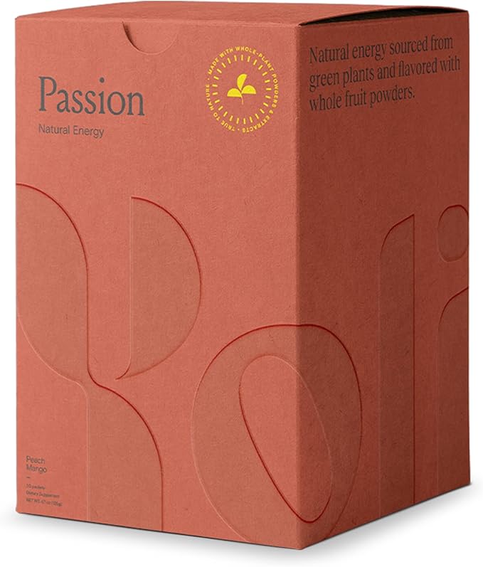 Yoli Passion Energy Drink Powder Mix - Natural Energy Drink Mix for Endurance and Stamina 30 Packets - Peach Mango Flavor