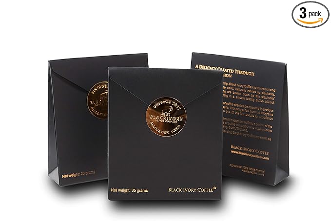 Black Ivory Coffee – World’s Rarest Naturally Refined by Elephants | Luxury Gift Set | 3 x 40g (4.2 oz Total)