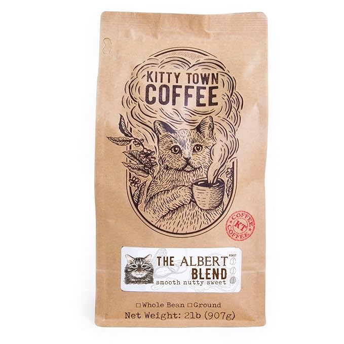 Kitty Town Coffee: The Albert Blend Light Roast Coffee From Brazil &amp Costa Rica 2lb (32oz) Ground